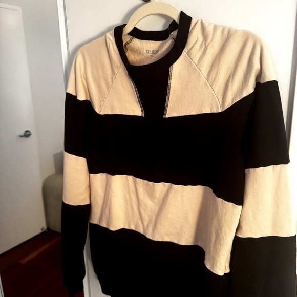 SPLITS 59 cream and black striped Jill French terry sweatshirt - Picture 6 of 6